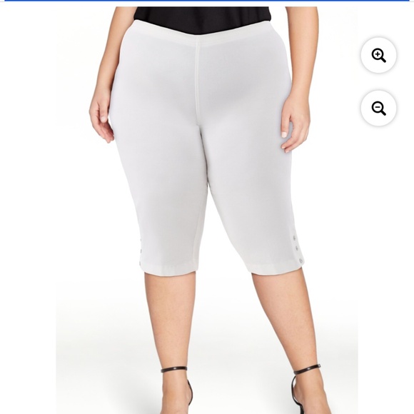 Just My Size Pants - Just My Size Women’s Plus White Pull On Bling Tab Capris Size 0X 14W NWT